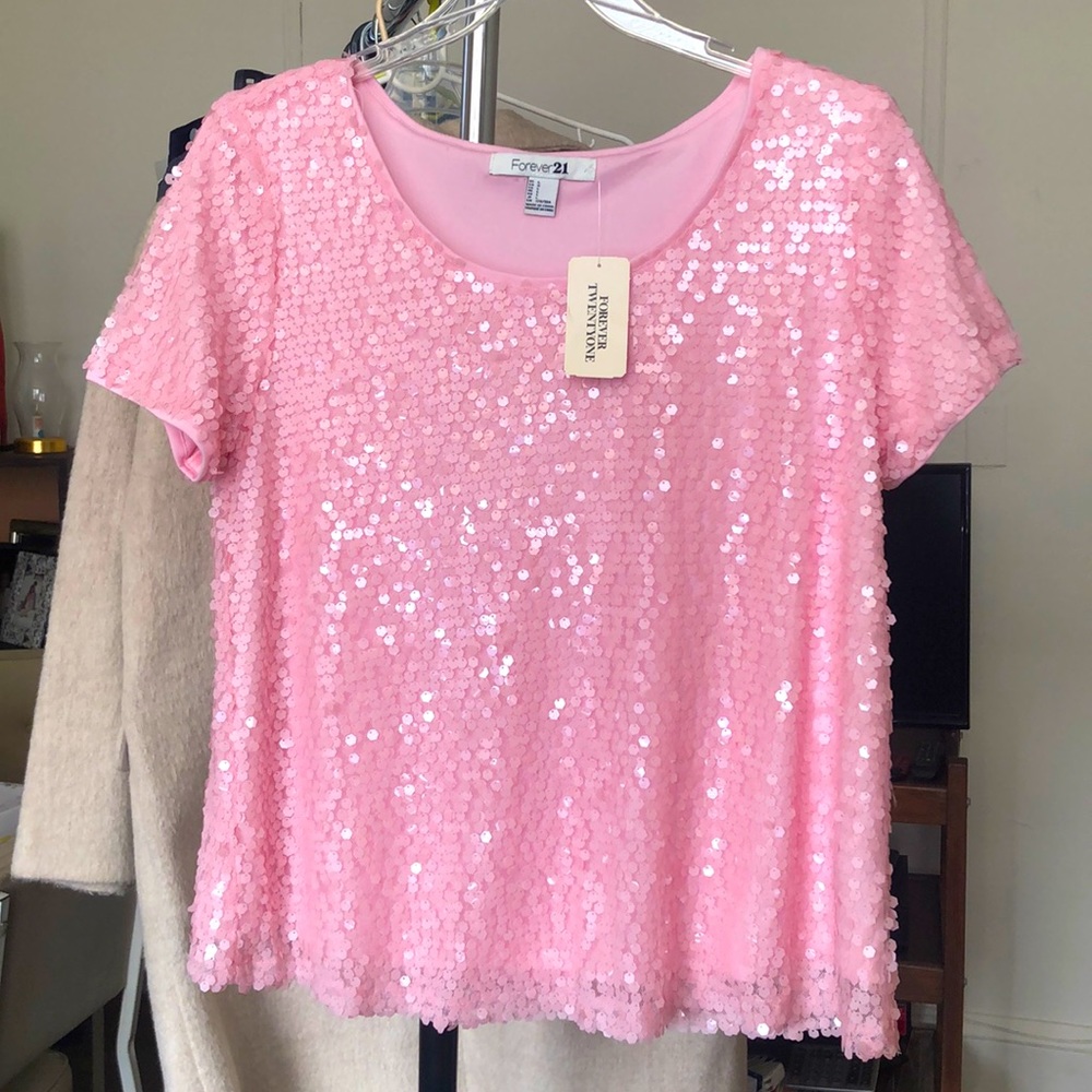 Pink sequins tshirt